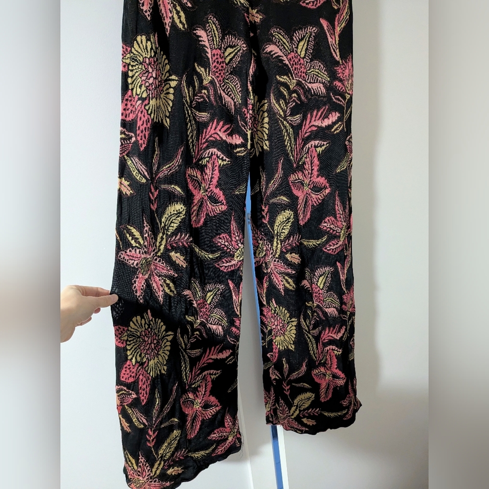 Scotch & Soda Black and Pink Floral Wide-Leg Pants - Picture 3 of 4